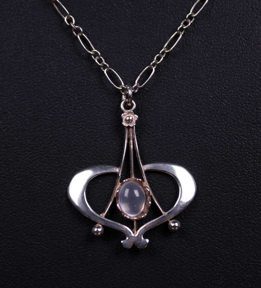 Arts & Crafts - Art Nouveau Sterling Silver Moonstone Pendant Necklace ...