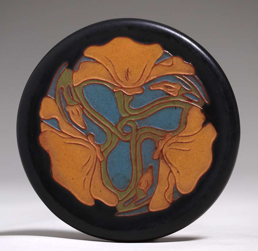 California Faience Matte Glazed California Poppy Tile c1915-1920 ...