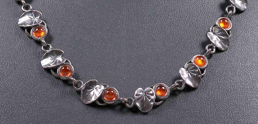 Boston Arts & Crafts Sterling Silver Lily Pad & Citrine Necklace c1910 ...