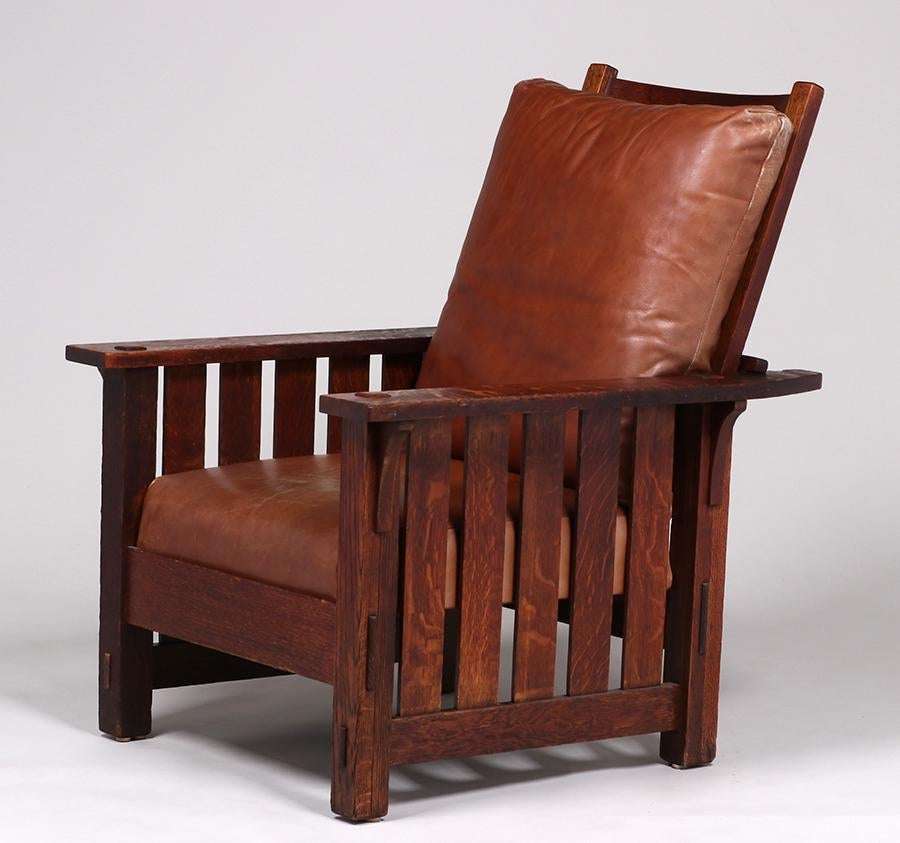 L&JG Stickley 498 Slatted Morris Chair c1910 California Historical