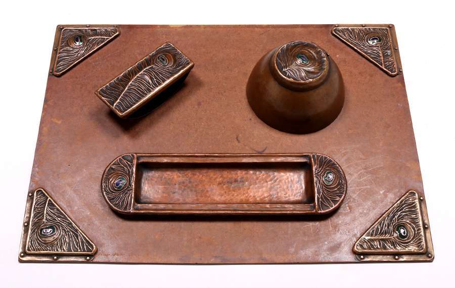 Harry Dixon Hammered Copper 4 Piece Desk Set 1923 California