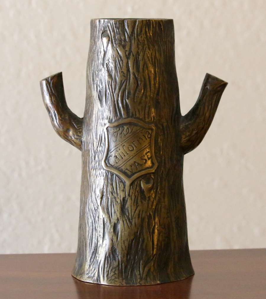 Arts & Crafts Brass TreeTrunk Vase c1910 "The California Vase