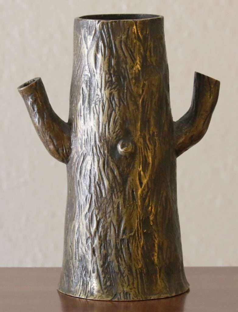 Arts & Crafts Brass TreeTrunk Vase c1910 "The California Vase