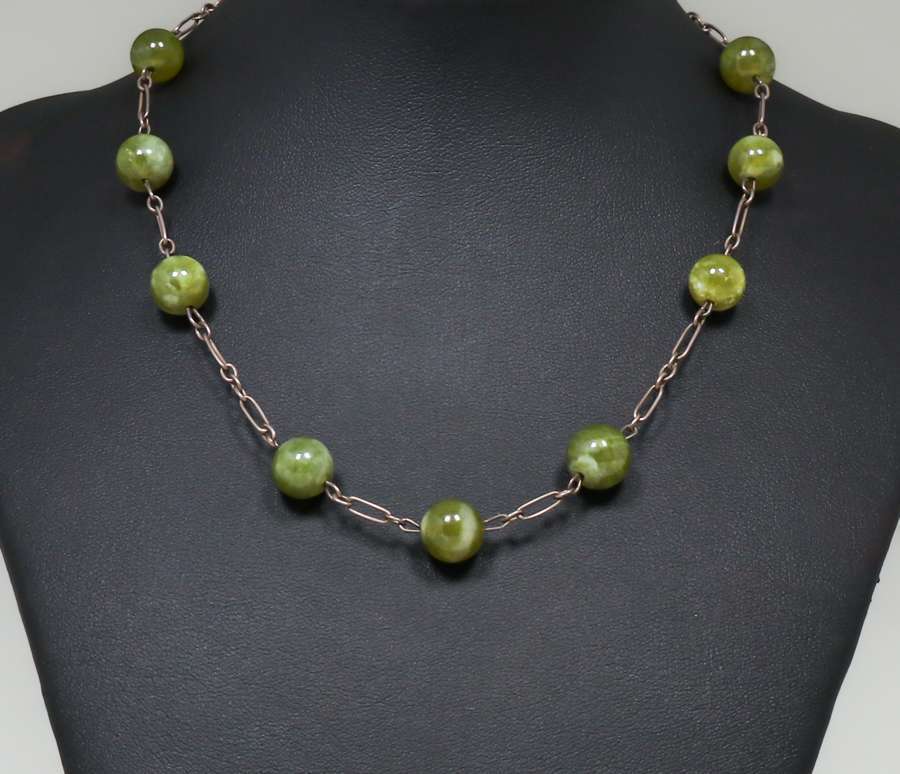 Arts & Crafts Sterling Silver Jade Balls Necklace c1910 | California ...