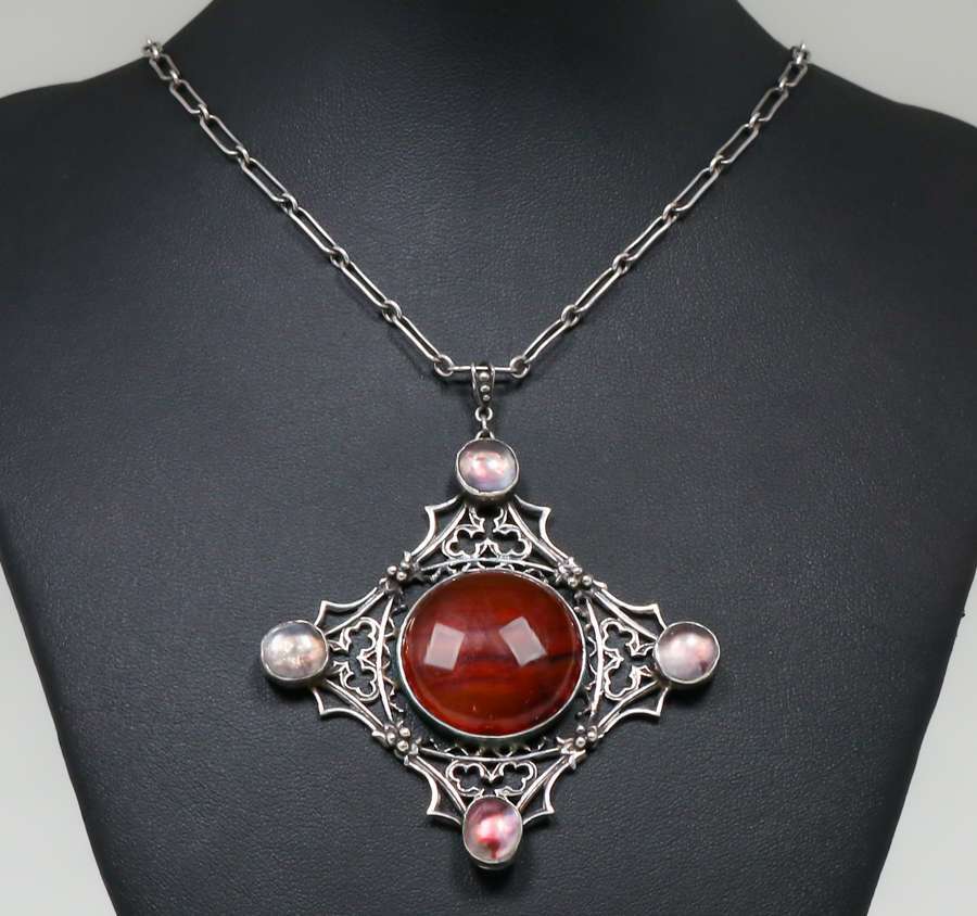 Gothic Revival Sterling Silver Mexican Opal Necklace c1905 | California ...