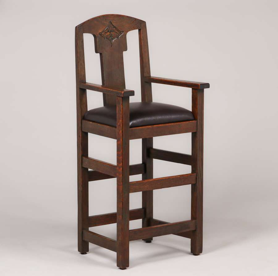 John Bradstreet Minneapolis HandCarved Oak High Chair c1905