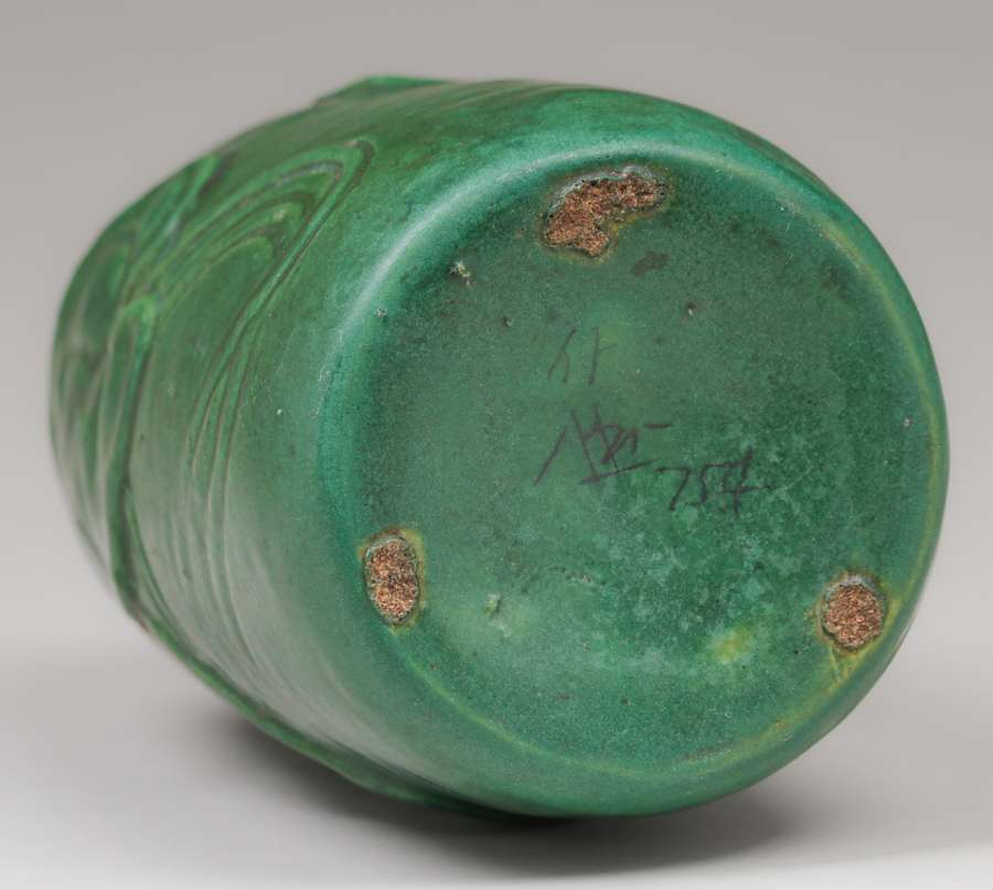 Owens Matte Green Vase c1910 | California Historical Design