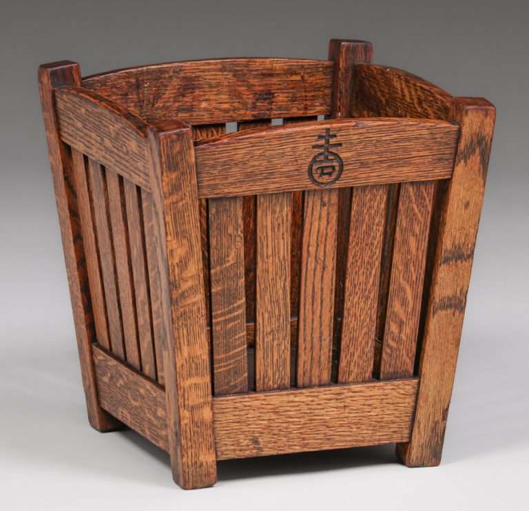 Roycroft Slatted Waste Basket c1910 California Historical Design