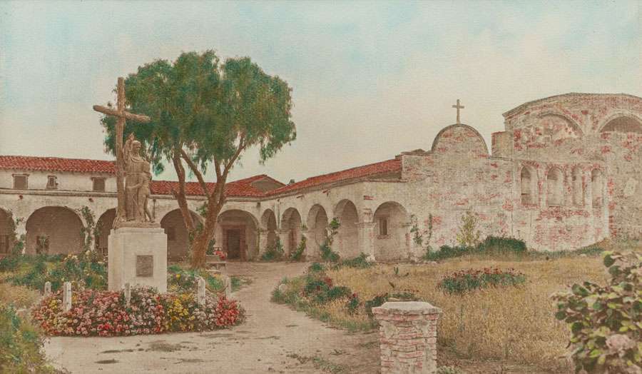 Mission San Juan Capistrano Courtyard Tinted Photo C1920S | California ...