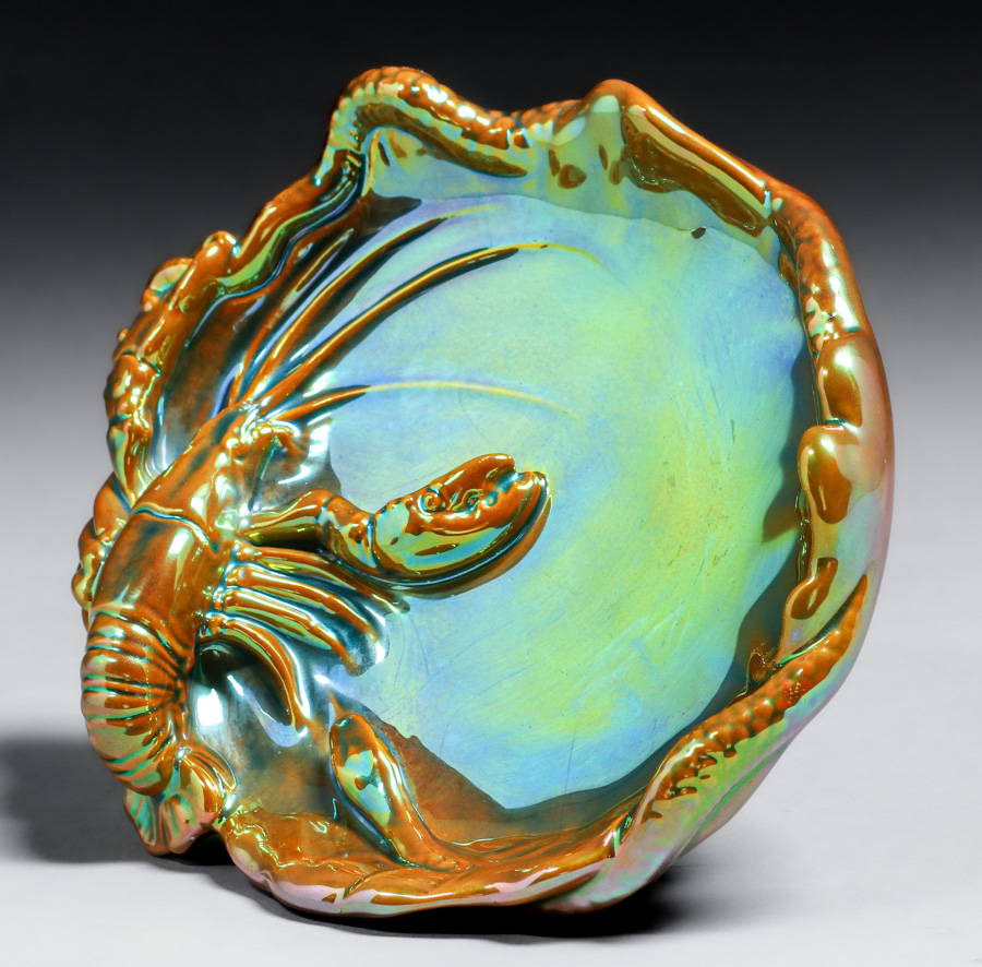 Zsolnay Pottery – Hungary Lobster & Snake Dish c1906 Zsolnay Pottery – Hungary Lobster & Snake Dish c1906