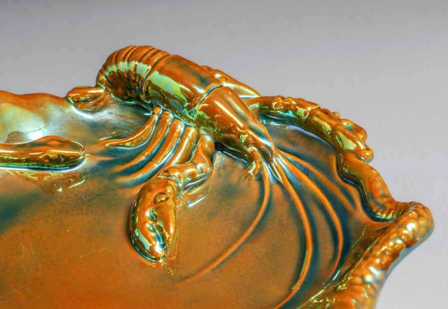 Zsolnay Pottery – Hungary Lobster & Snake Dish c1906 Zsolnay Pottery – Hungary Lobster & Snake Dish c1906