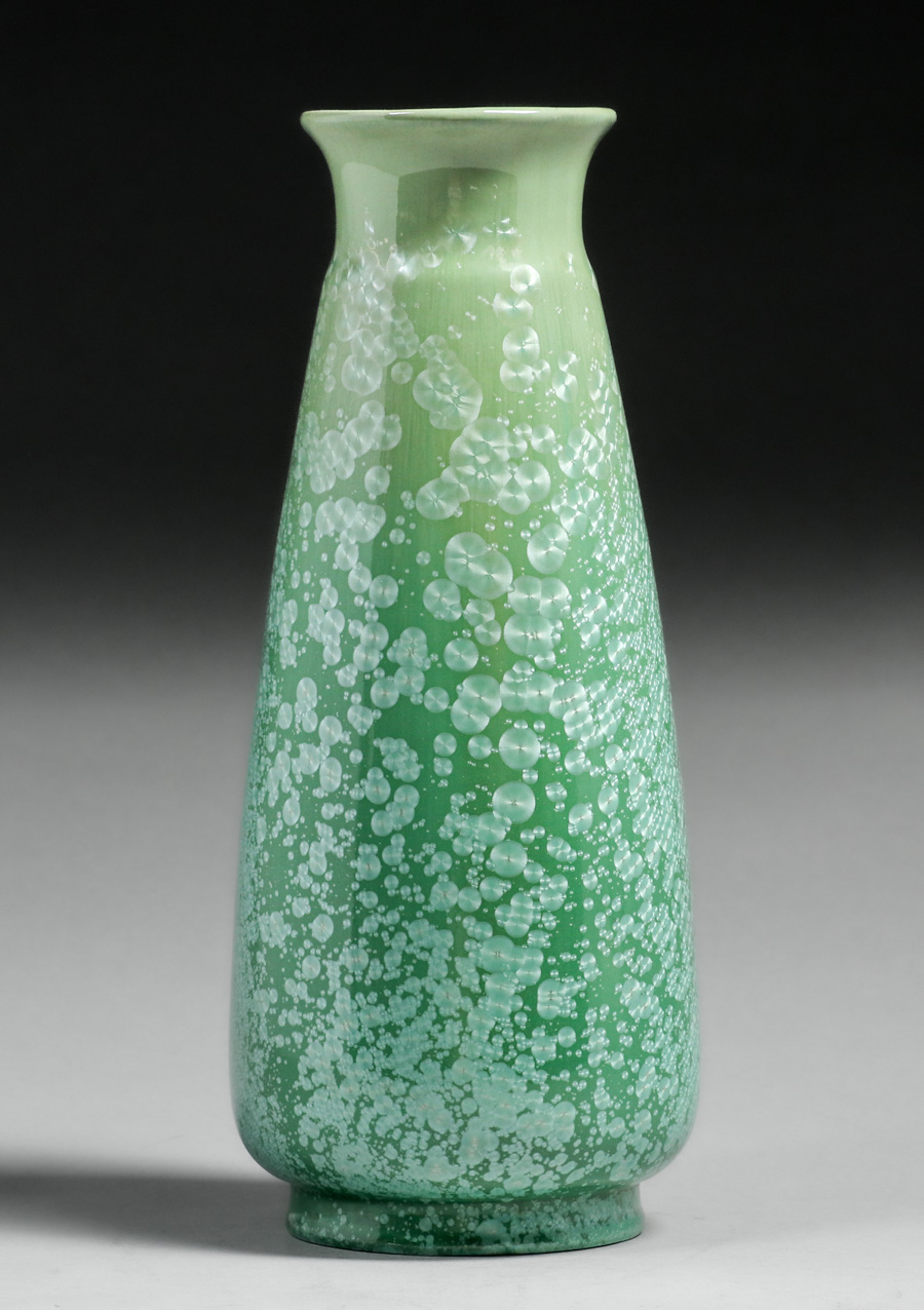 Sarreguemines Pottery Crystalline Green Glazed Vase Sarreguemines Pottery Crystalline Green Glazed Vase
