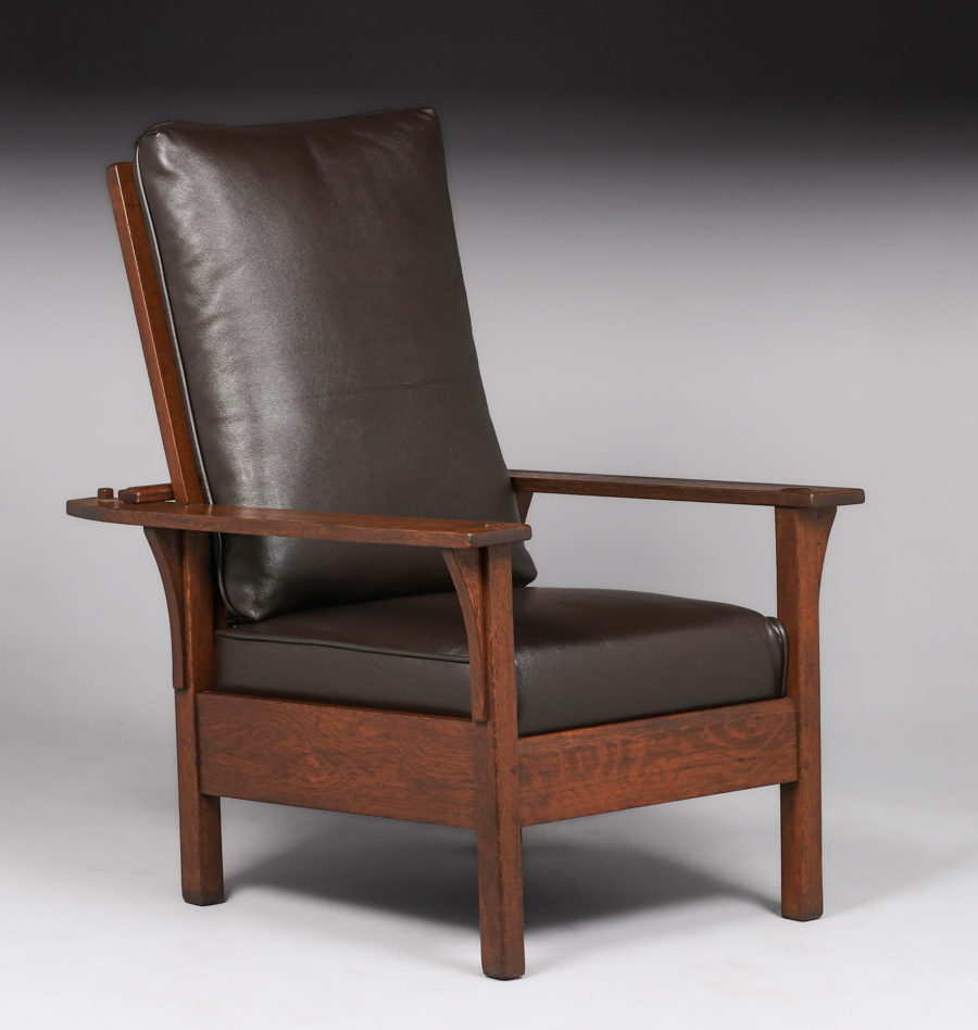 L JG Stickley Open Arm Morris Chair c1910 California Historical Design