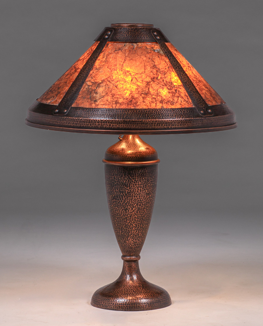 Benedict Studios Hammered Copper & Mica Lamp c1910s Benedict Studios Hammered Copper & Mica Lamp c1910s